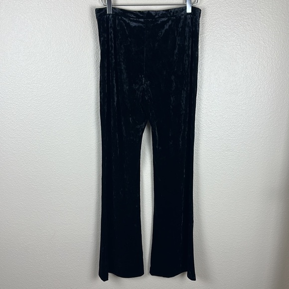 ZARA BLACK CRUSHED VELVET HIGH WAISTED FLARE LEGGING PANT - Picture 3 of 10